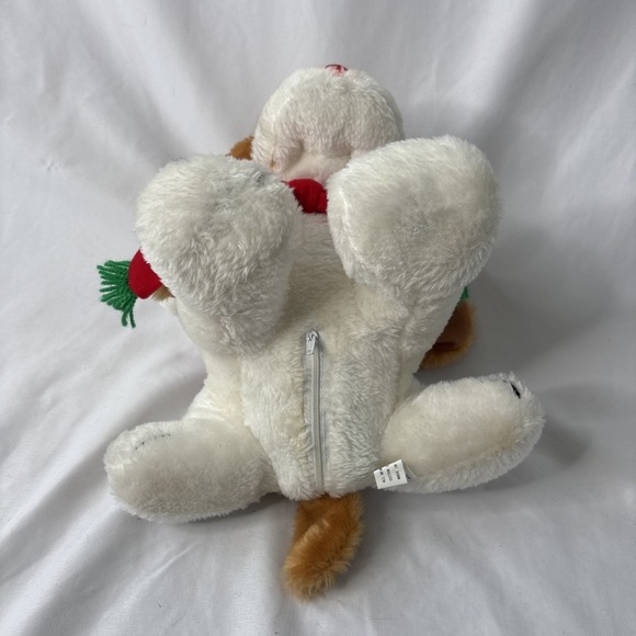 Vtg Animated Musical Christmas Puppy Hound Dog Plush Sad Eyes 1980s Works - Picture 7 of 11